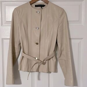 Adrienne Vittadini cream leather jacket